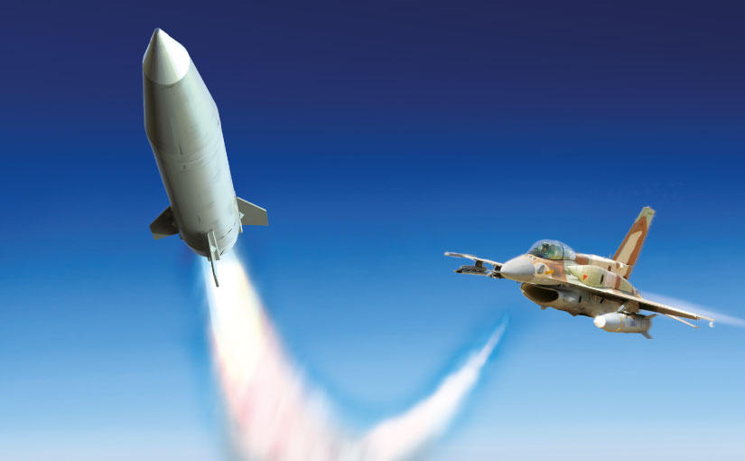 An artwork released by the manufacturer showing Air LORA fired from an Israeli Air Force F-16. <em>IAI</em>