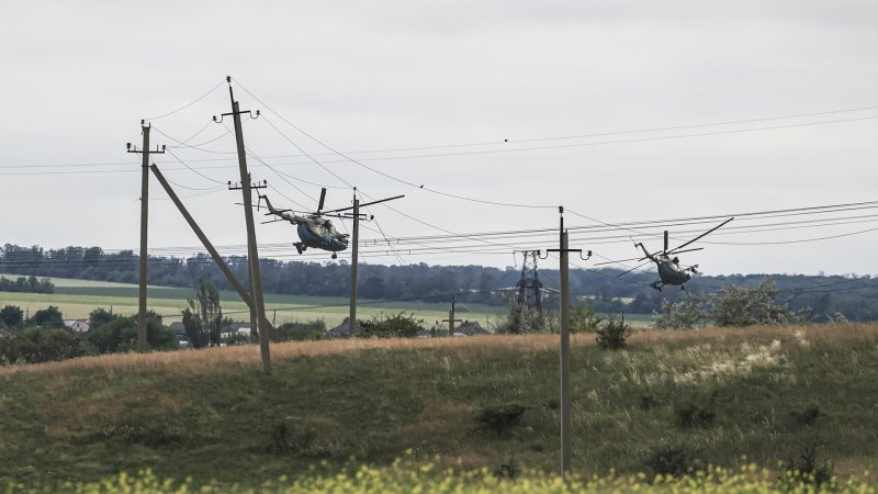 Low flying Ukraine helicopters