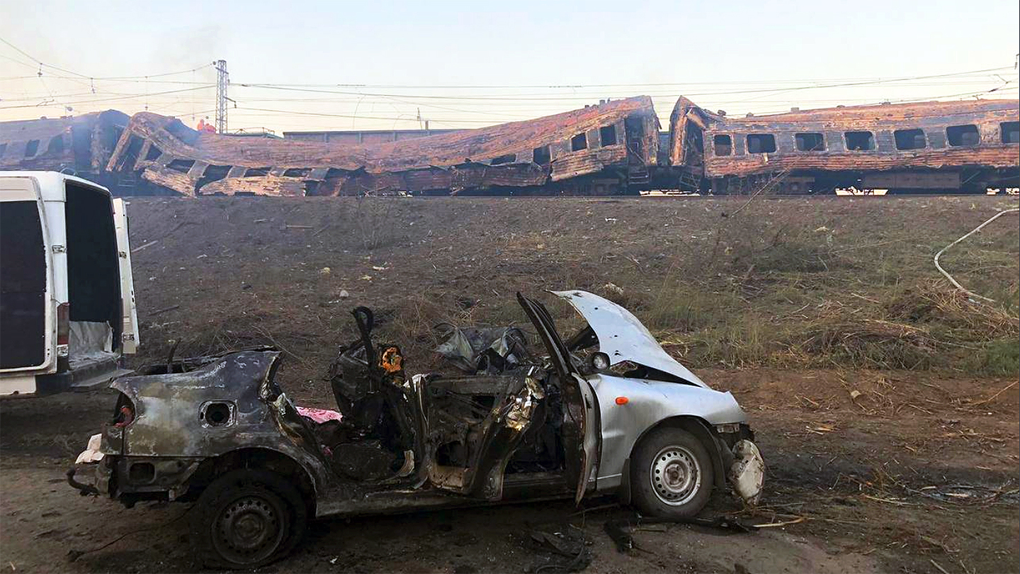 Ukraine independence day train strike