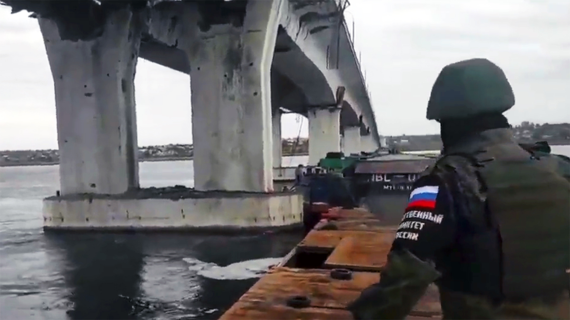 Russian Barge bridge damaged