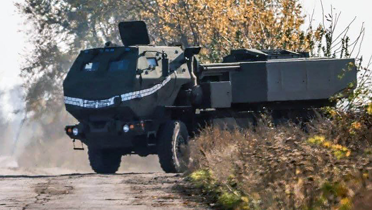 U.S.-supplied HIMARS in Ukraine with meme paint job