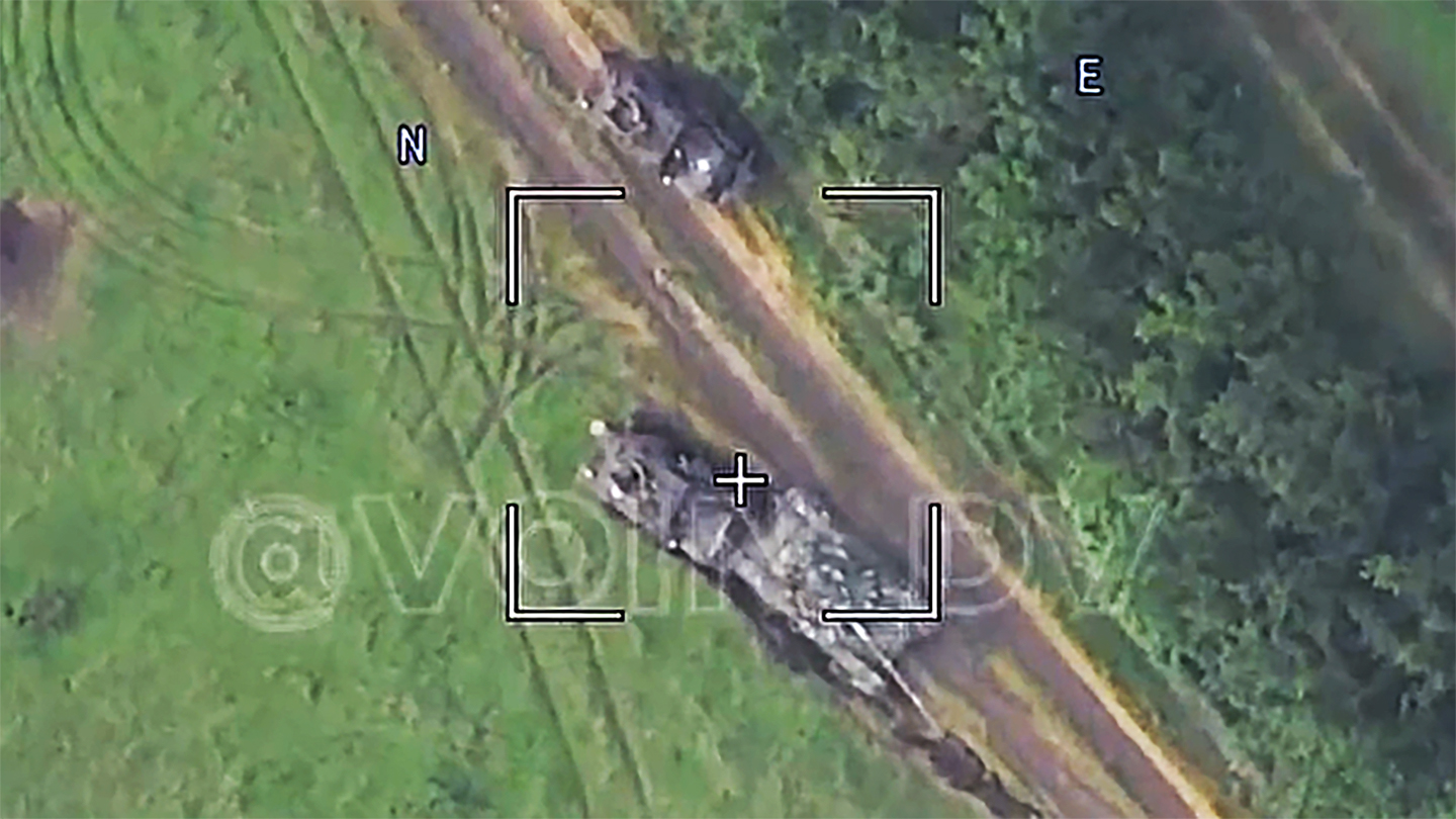 Tank MRAP roll over crush ukraine