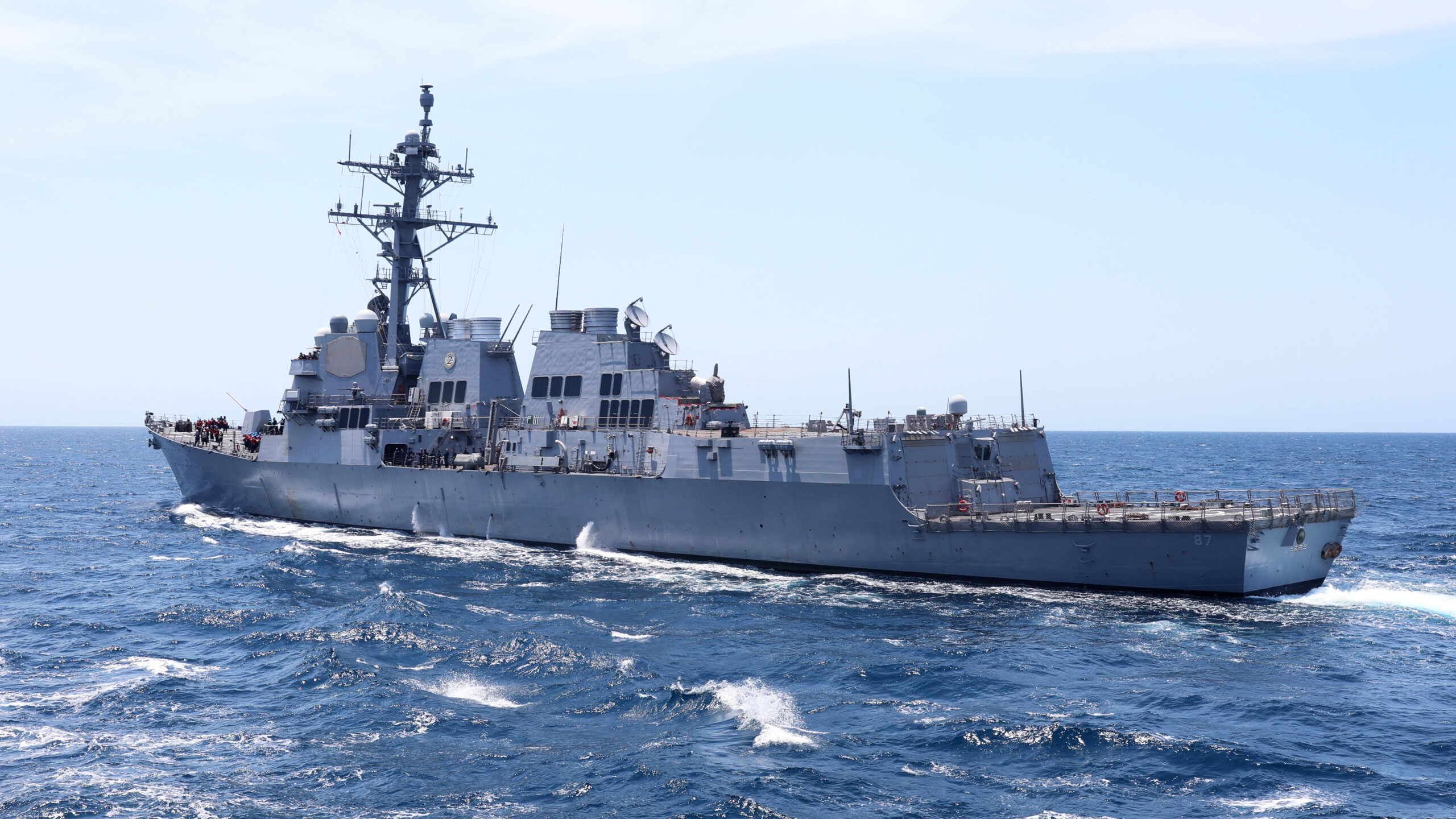 The USS Mason responded to an emergency call from an oil tanker that was fired upon by Houthi anti-ship ballistic missiles that missed.