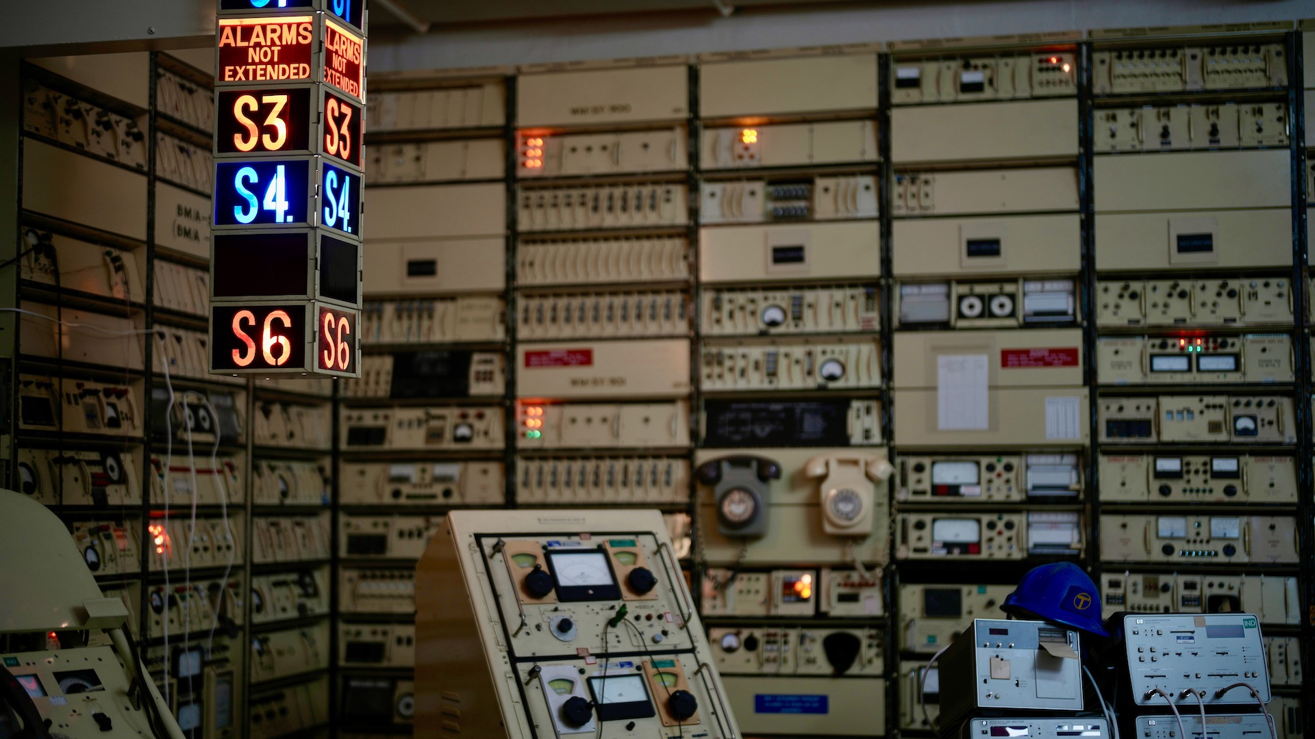 The British Telecom telephone exchange inside the former RAF Hack Green secret nuclear bunker on May 24, 2023 in Nantwich, England. Hack Green played a central role in the defence of Britain for almost sixty years. It was chosen during WW2 to protect the land between Birmingham and Liverpool from hostile attack and as a location for the new RADAR equipment. The bunker went on to be used for shelter and protection during the Cold War. The Secret Bunker is now privately owned by the Siebert family and is run as a museum trust. Photo by Christopher Furlong/Getty Images.