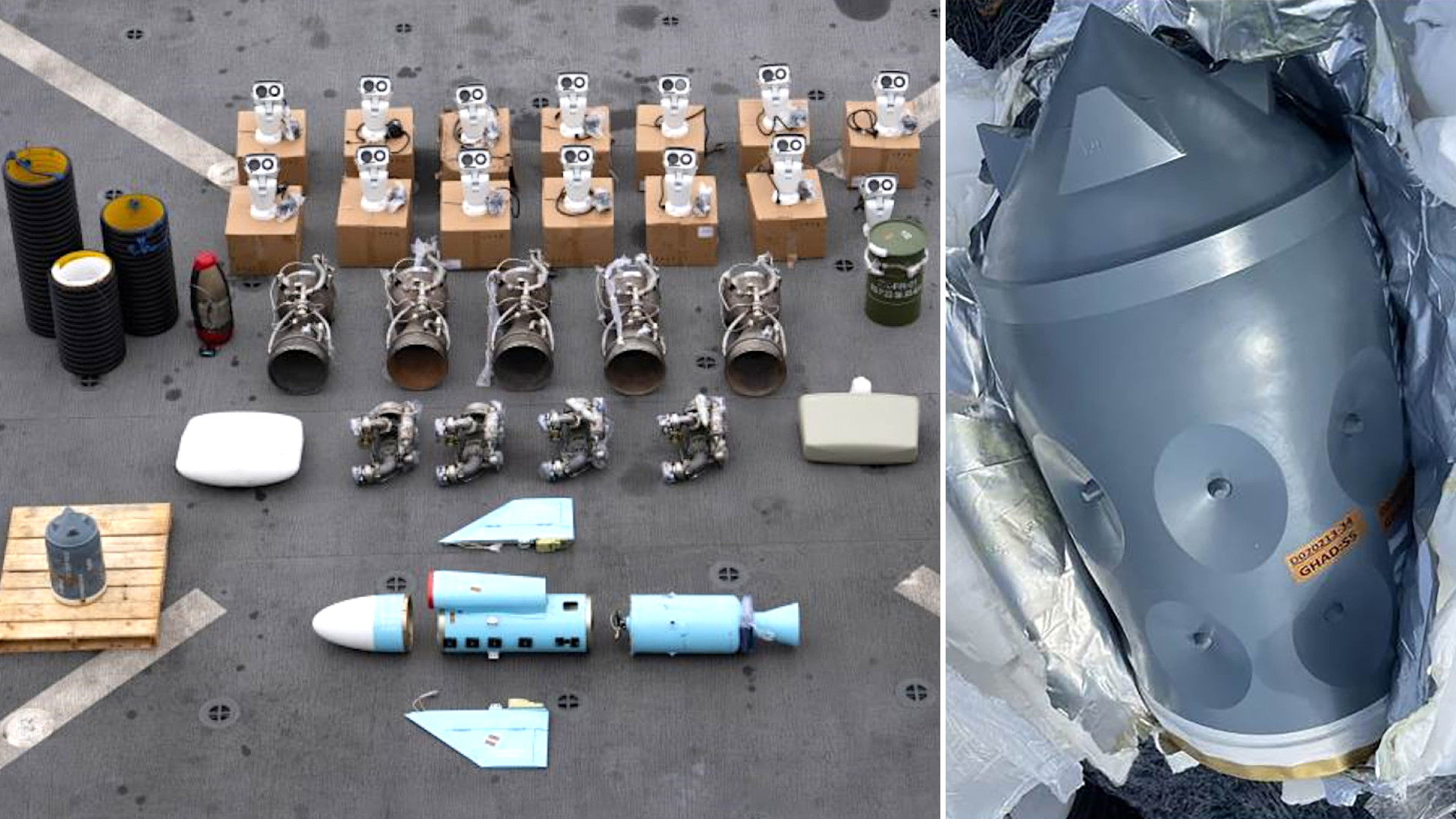 US Central Command has released pictures and information about missile parts and other materiel bound for Iranian-backed Houthi militants that it recently seized.