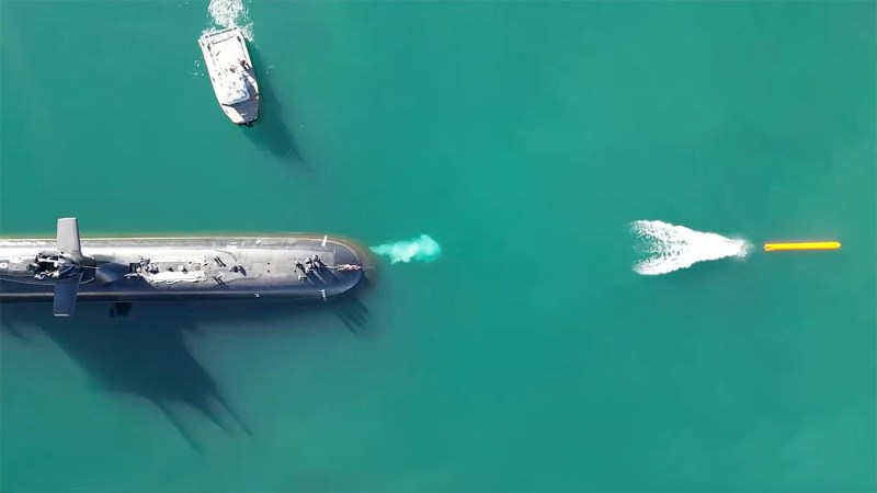 Submarine Torpedo Test Firing Seen From Rare Bird’s-Eye View