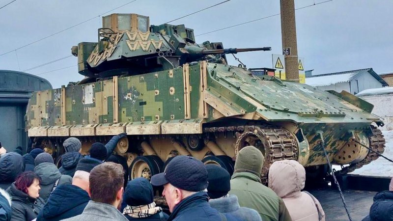 A Ukrainian Bradley on display for propaganda