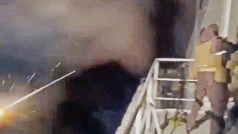 An extraordinary video has emerged showing some of the last moments aboard the Russian Black Sea Fleet landing ship Cesar Kunikov (also written as Tsezar Kunikov) as it was attacked by Ukrainian naval drones last month.