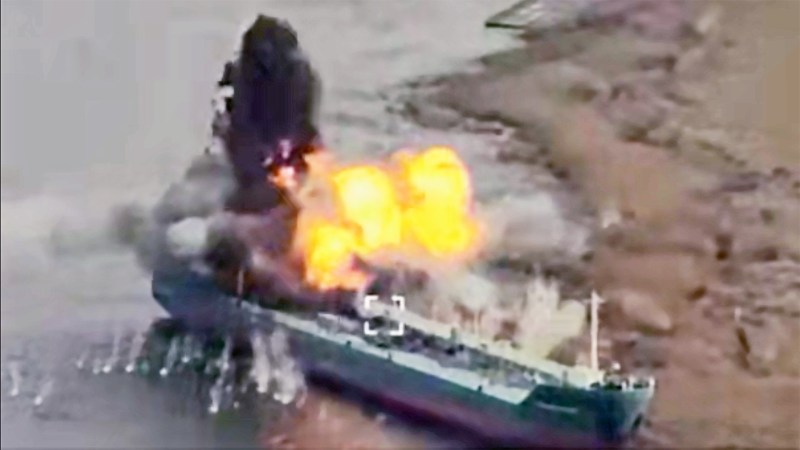 Ukraine Situation Report: Grounded Ship Being Used As Russian Base Blown Up