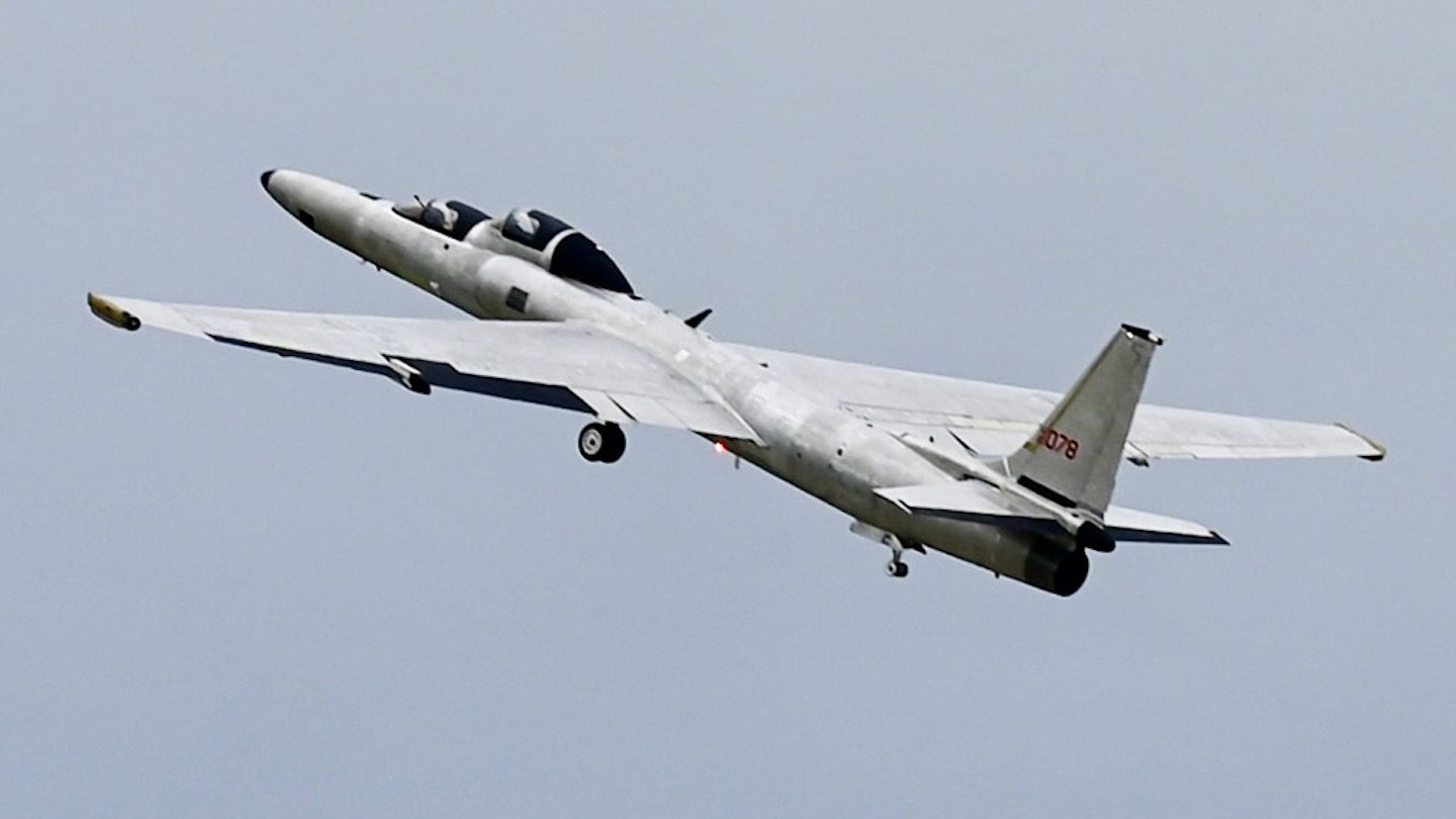 U.S. Air Force TU-2s Dragon Lady 1078 flies to U.S. Air Force Plant 42, Palmdale, California, where it will undergo normal Program Depot-level Maintenance (PDM) and be painted black, after almost three years of maintenance at Beale Air Force Base, California, Feb. 29, 2024. Aircraft 1078 was involved in an accident in 2021 that left it unable to move to Plant 42, and after passing low flight and high flight tests, was able to fly to Palmdale where Air Force Life Cycle Management Center Detachment 4 will oversee Lockheed Martin’s PDM of aircraft 1078. (U.S. Air Force photo by Senior Airman Alexis Pentzer