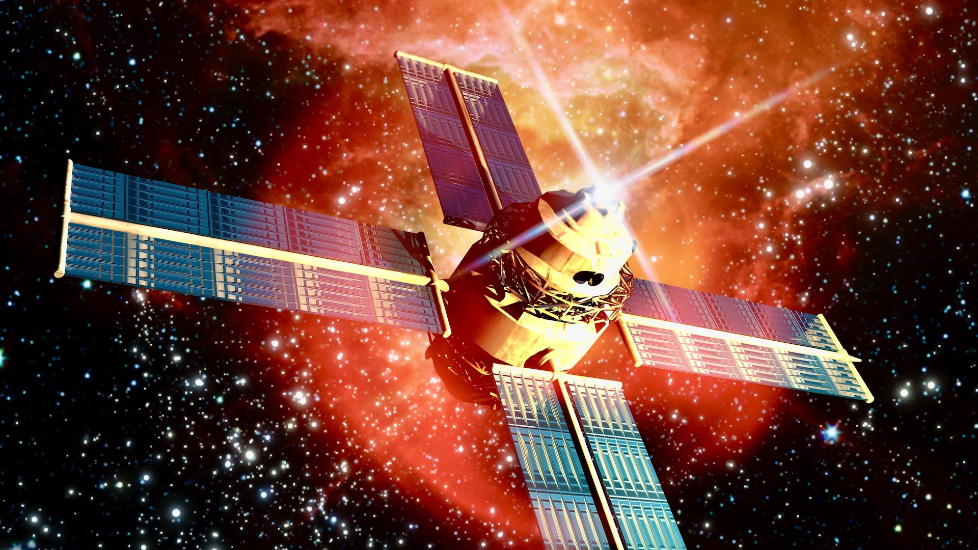 Depiction of a satellite in orbit