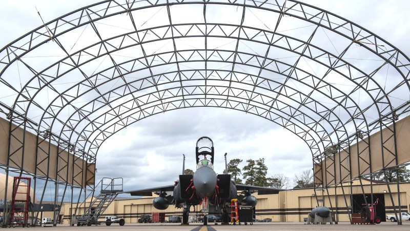 Officials at Seymour Johnson Air Force Base in North Carolina are looking into the possibility of erecting physical barriers to protect F-15E Strike Eagles there from drones.