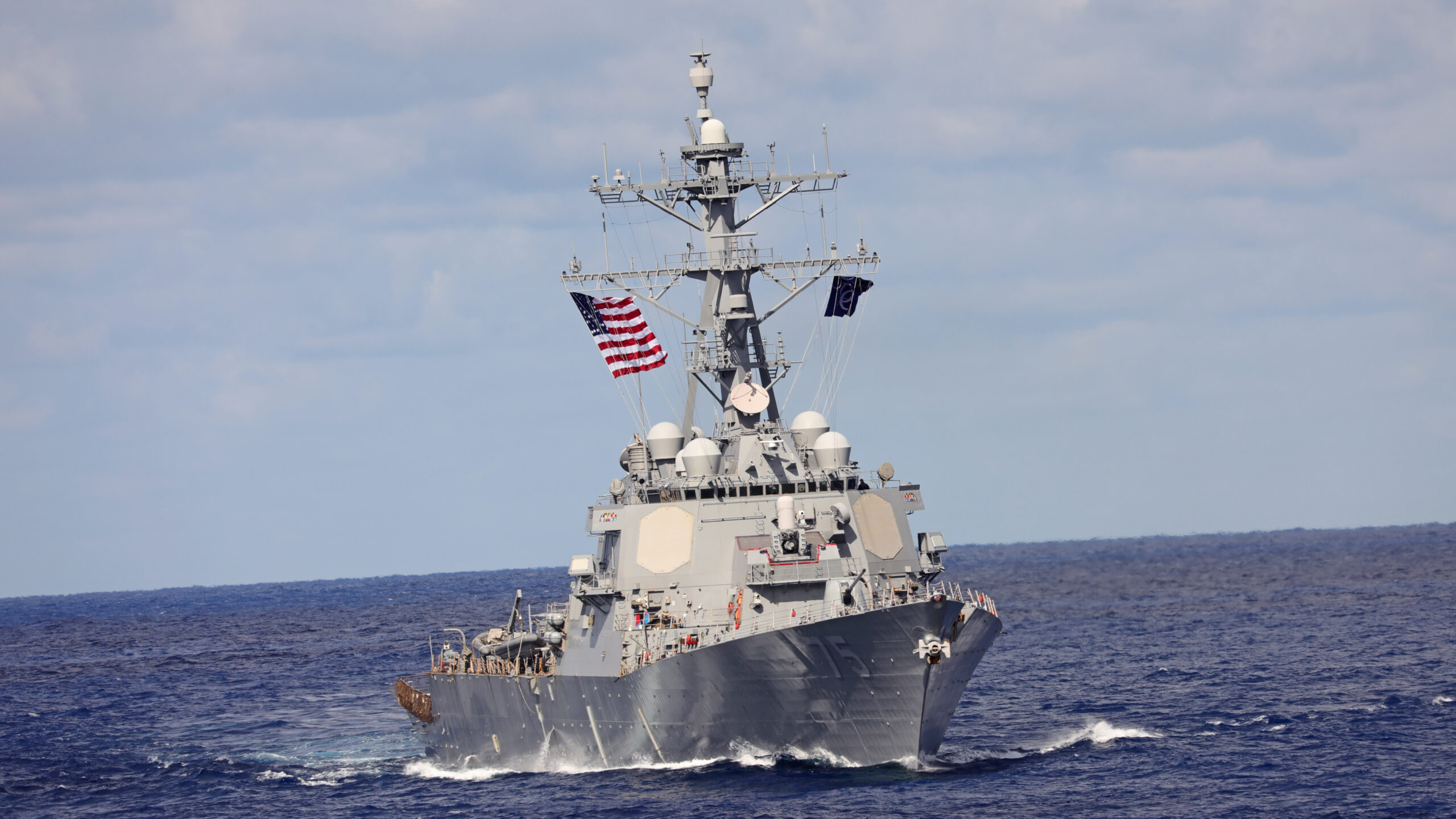 Arleigh Burke-class guided-missile destroyer USS Donald Cook (DDG 75) steams with U.S. Coast Guard Cutter Stone (WMSL 758), June 5, 2024, in the Atlantic Ocean. The ships operated in the U.S. 2nd Fleet area of operations to support maritime stability and security in the region.