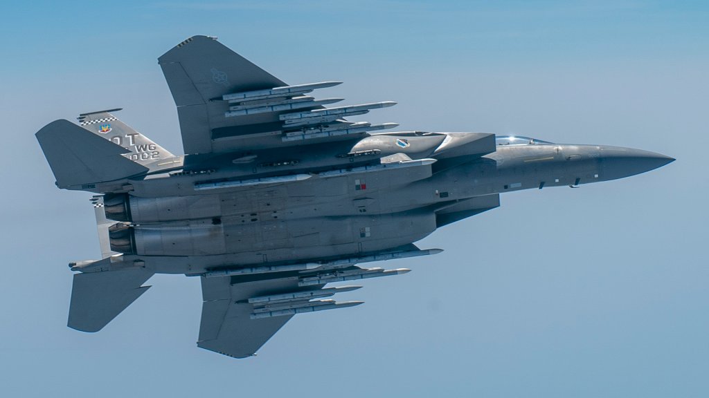 A formation including U.S. Air Force F-16C Fighting Falcon, F-15C Eagle, F-15E Strike Eagle, and F-15EX Eagle II aircraft assigned to the 85th Test and Evaluation Squadron fly over Eglin Air Force Base, Florida, May 17, 2024. The 85th Test and Evaluation Squadron conducts operational test and evaluation, tactics development, and programs for F-15C, F-15E, F-15EX, and F-16C aircraft. (U.S. Air Force photo by Staff Sgt. Blake Wiles)