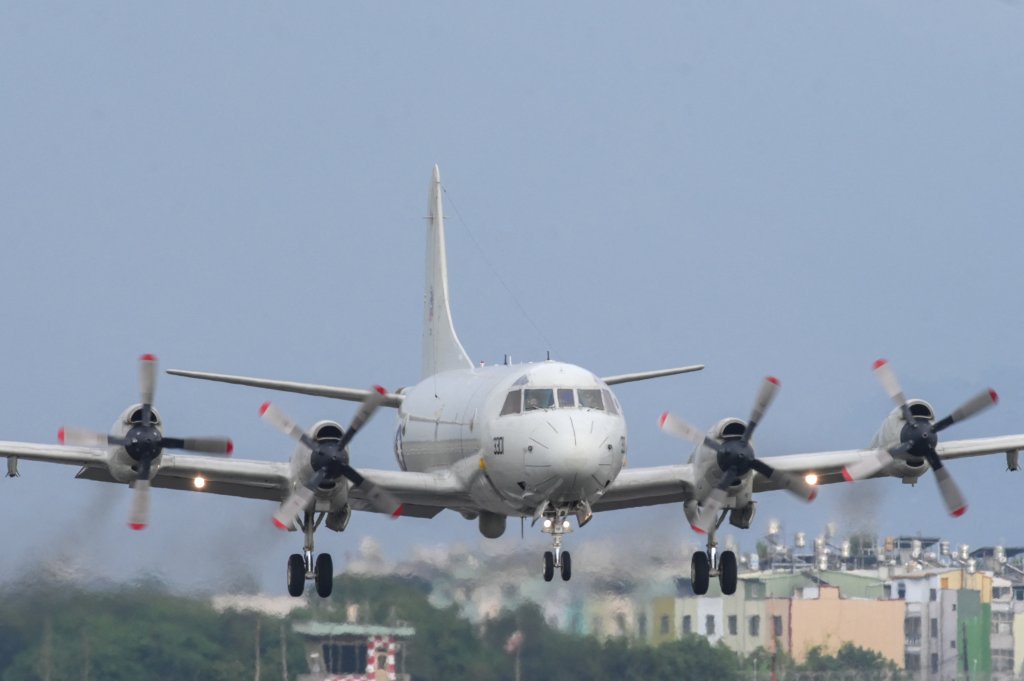 A US-made P-3C anti-submarine aircraft takes off during a Taiwanese Air Force exercise at Taitung Air Force base on January 30, 2024. (Photo by Sam Yeh / AFP) (Photo by SAM YEH/AFP via Getty Images)