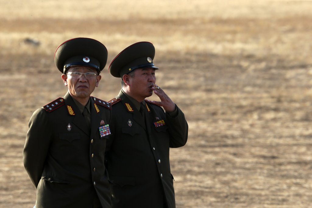 ORENBURG, RUSSIA- SEPTEMBER 19: North Korean military officers attend Russias large-scale Center-2015 military exercises at Donguzsky Range September 19, 2015 in Orenburg, Russia, The exercises, aim to contain the outbreak of an armed conflict in Central Asia. Putin said this week that it's impossible to defeat Islamic State group without support of the government of Syria and that Moscow has provided military assistance to President Bashar al-Assad's regime and will continue to do so. (Photo by Sasha Mordovets/Getty Images)