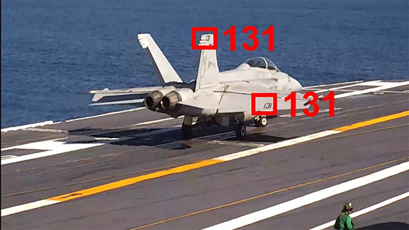 AI reading side numbers on carrier jets.