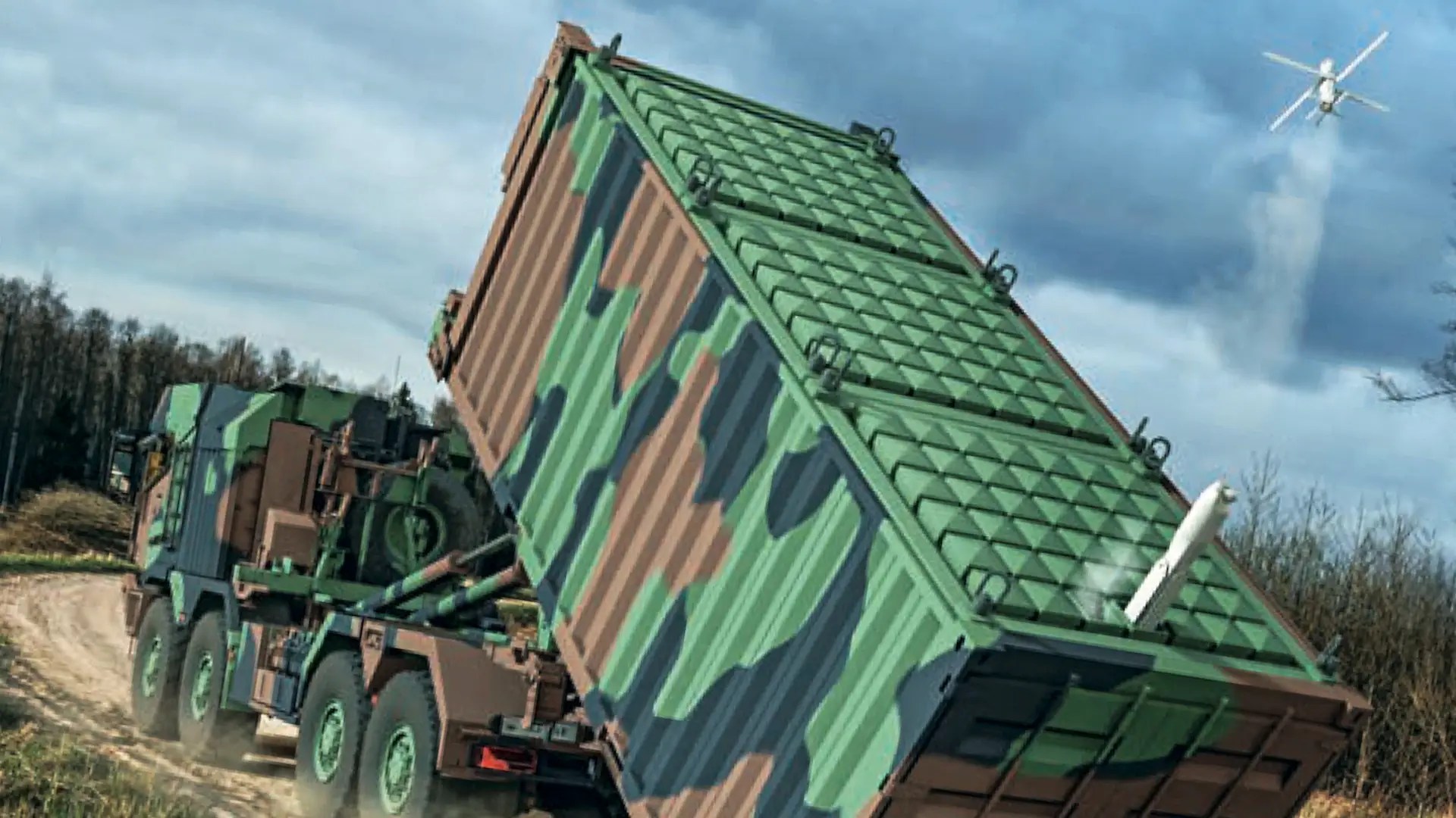 German defense contractor Rheinmetall is pitching a containerized launcher for use with Hero family loitering munitions.