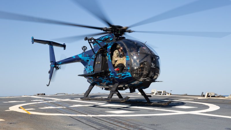 MH-6s belonging to the 160th Special Operations Aviation Regiment are now flying with a multi-tone blue camouflage scheme that looks intended primarily for use in maritime operations.