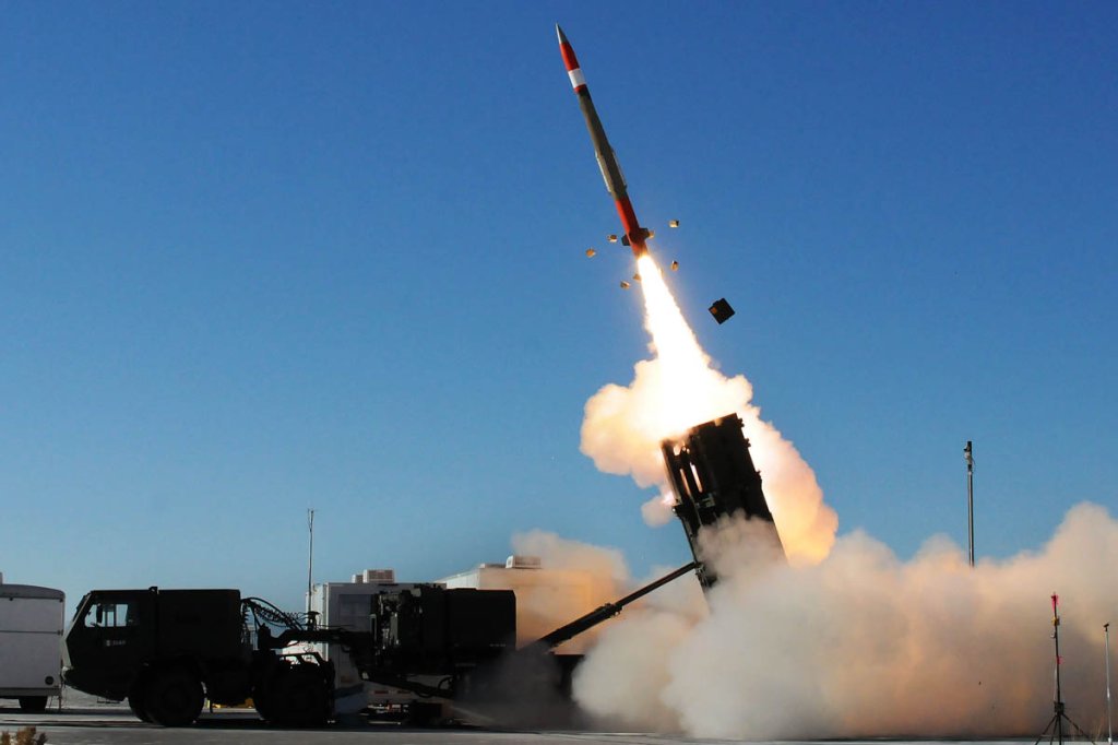 A Medium Extended Air Defense System missile is launched to intercept a target during a MEADS test at White Sands Missile Range Nov. 29. The test exploited the MEADS capability for full-perimeter, 360-degree defense with the PAC-3 MSE Missile performing a unique over-the-shoulder maneuver to defeat the target attacking from behind the MEADS emplacement.