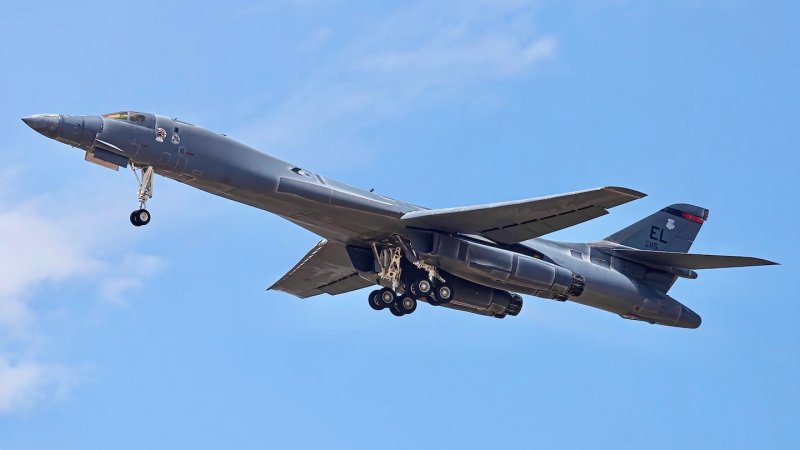 Recently retired Lancer Rage takes to the skies above Davis–Monthan Air Force Base in Tucson, Arizona