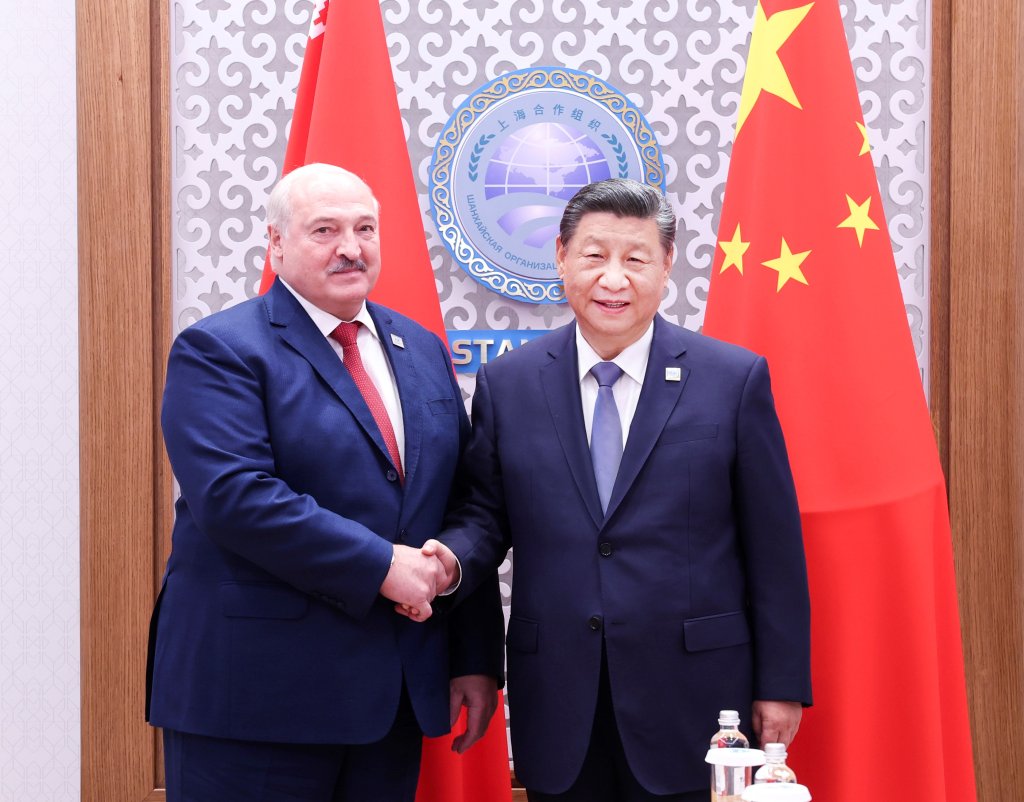 Chinese President Xi Jinping meets with Belarusian President Alexander Lukashenko on the sidelines of the Shanghai Cooperation Organization summit in Astana, Kazakhstan, July 4, 2024. (Photo by Pang Xinglei/Xinhua via Getty Images)