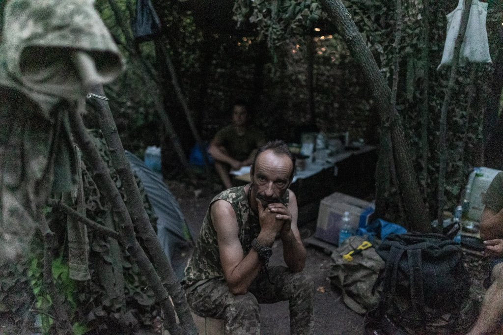 DONETSK OBLAST, UKRAINE - JULY 20: Ukrainian soldiers in a rear position await combat orders after attacking Russian positions in the direction of Pokrovsk, in Donetsk Oblast, Ukraine on July 20, 2024. (Photo by Diego Herrera Carcedo/Anadolu via Getty Images)