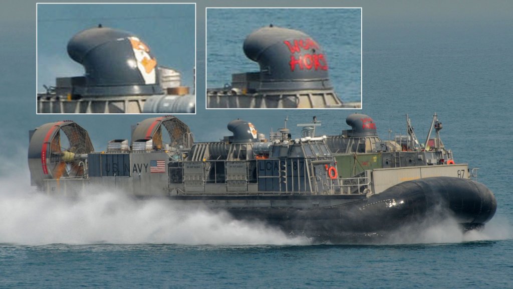 A landing craft air cushion prepares to enter the well deck aboard the amphibious transport dock ship USS New York (LPD 21). New York and the embarked 24th Marine Expeditionary Unit (24th MEU) are part of the Iwo Jima Amphibious Ready Group deployed supporting maritime security operations and theater security cooperation efforts in the U.S. 5th Fleet area of responsibility. (U.S. Navy photo by Mass Communication Specialist 2nd Class Zane Ecklund)