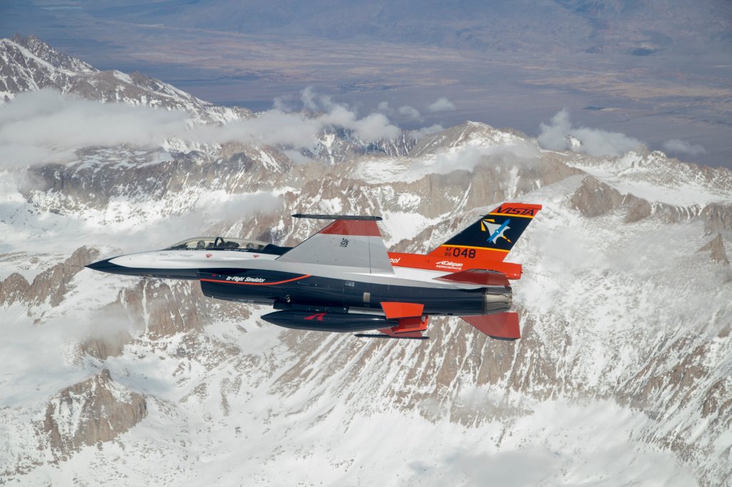 EDWARDS AIR FORCE BASE, Calif. -- Roger Tanner and Bill Gray pilot the NF-16 Variable Stability In-Flight Simulator Test Aircraft (VISTA) from Hill Air Force Base, Utah, to Edwards AFB on Jan. 30, 2019 after receiving modifications and a new paint scheme. (U.S. Air Force photo by Christian Turner)