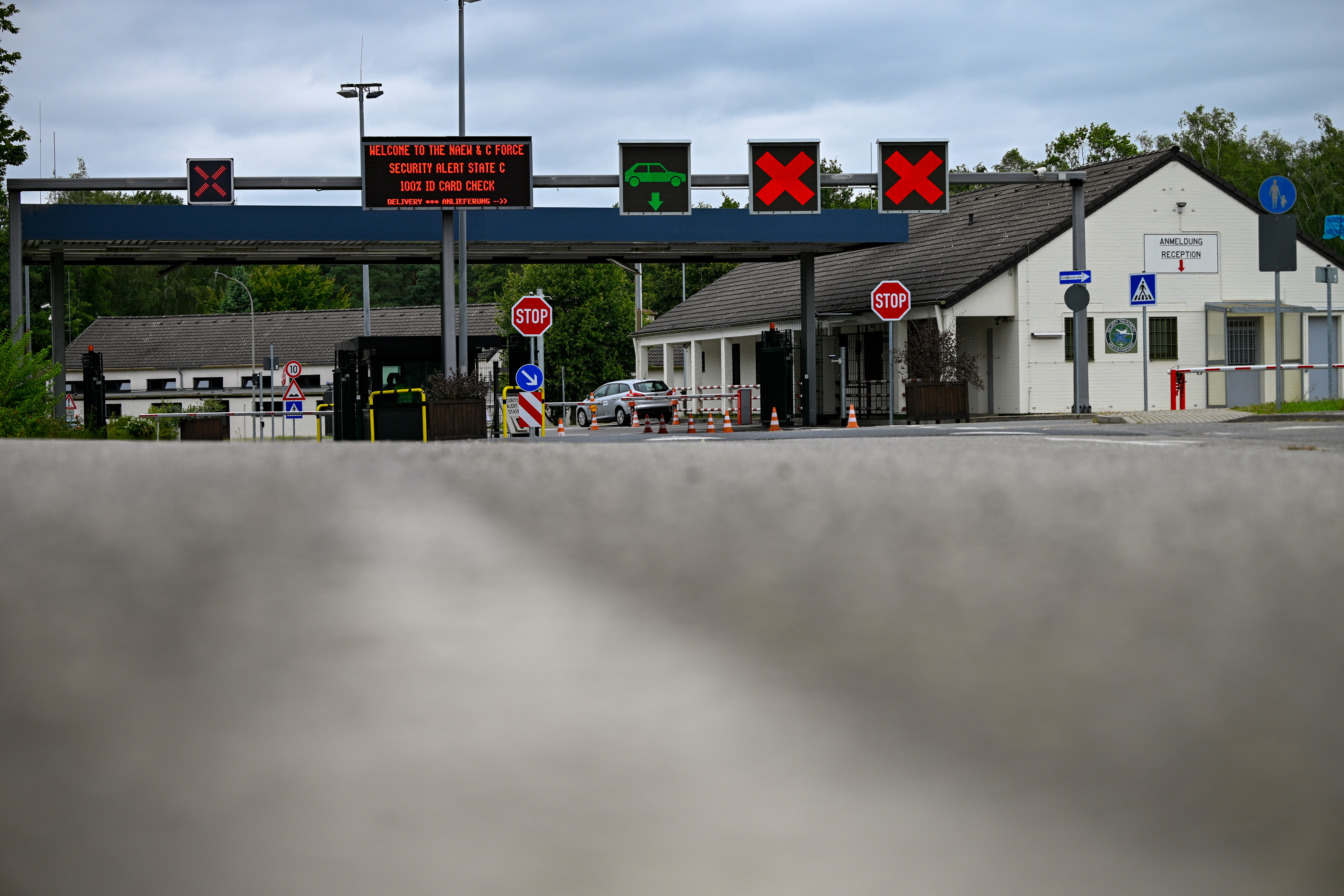 GEILENKIRCHEN, GERMANY - AUGUST 23: The entrance to the military base of the NATO Airborne Warning and Control System (AWACS), at NATO Air Base Geilenkirchen on August 23, 2024 in Geilenkirchen, Germany. Yesterday, the air base announced that it was raising its threat level and ordered all non-mission-essential staff to work remotely. It was the second time this month that the air base has raised its threat level due to a potential threat. NATO made no statement about the nature of the threat. (Photo by Sascha Schuermann/Getty Images)