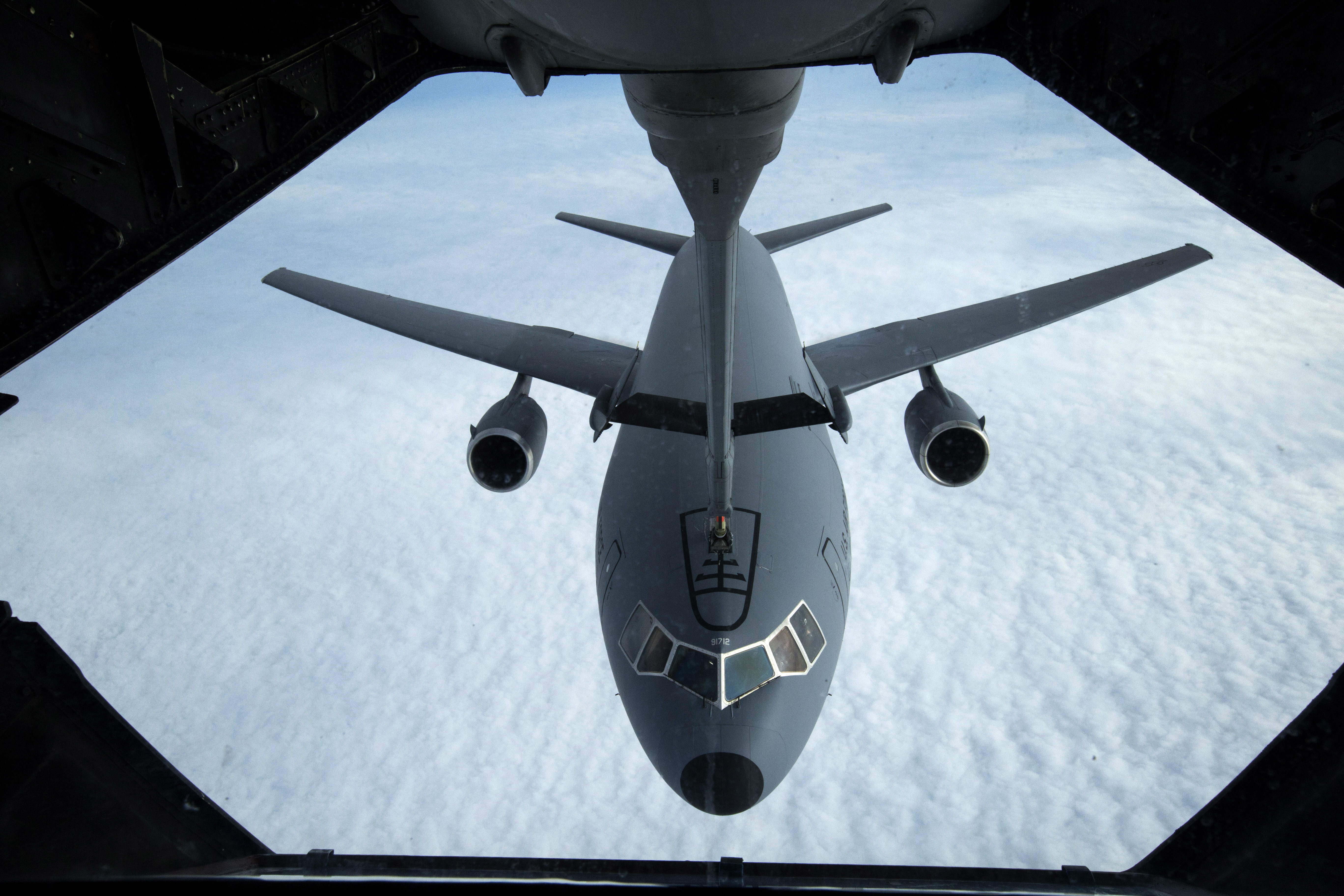 A U.S Air Force KC-10 Extender with the 76th Air Refueling Squadron, 514th Air Mobility Wing, is refueled by a KC-10 crewed by Reserve Citizen Airmen with the 78th Air Refueling Squadron, 514th Air Mobility Wing, over the Atlantic Ocean, Feb. 14, 2018. The 514th is an Air Force Reserve Command unit located at Joint Base McGuire-Dix-Lakehurst, N.J. (U.S. Air Force photo by Master Sgt. Mark C. Olsen)