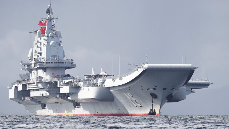 China's first aircraft carrier, the Liaoning, arrives in Hong Kong waters on July 7, 2017.