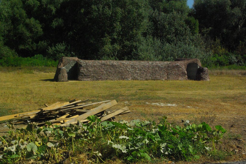 FILED - 29 July 2023, Romania, Plauru: A protective concrete bunker is covered with camouflage netting near the Romanian village of Plauru, photographed in September 2023. Plauru is located directly opposite the Ukrainian Danube port of Ismajil, which is repeatedly attacked by Russia. The Romanian army built it after the first fragment of a Russian drone crashed there in the summer of 2023. Another drone may have crashed in Romania near the border with Ukraine (dpa " Possible drone crash in Romania near Ukraine") Photo: Kathrin Lauer/dpa (Photo by Kathrin Lauer/picture alliance via Getty Images)