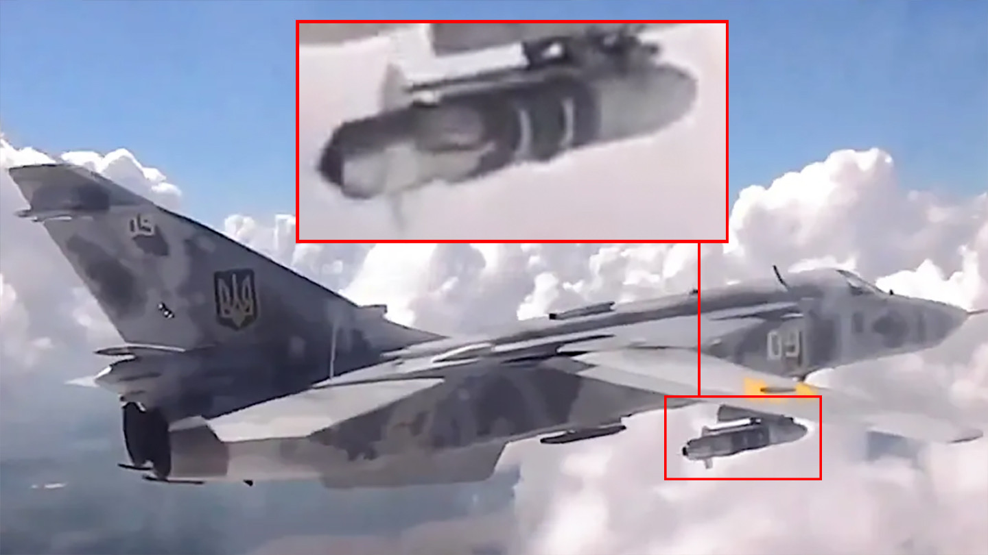 A video has emerged showing a Ukrainian Su-24M Fencer swing-wing combat jet carrying what is said to be new air-launched guided munition.