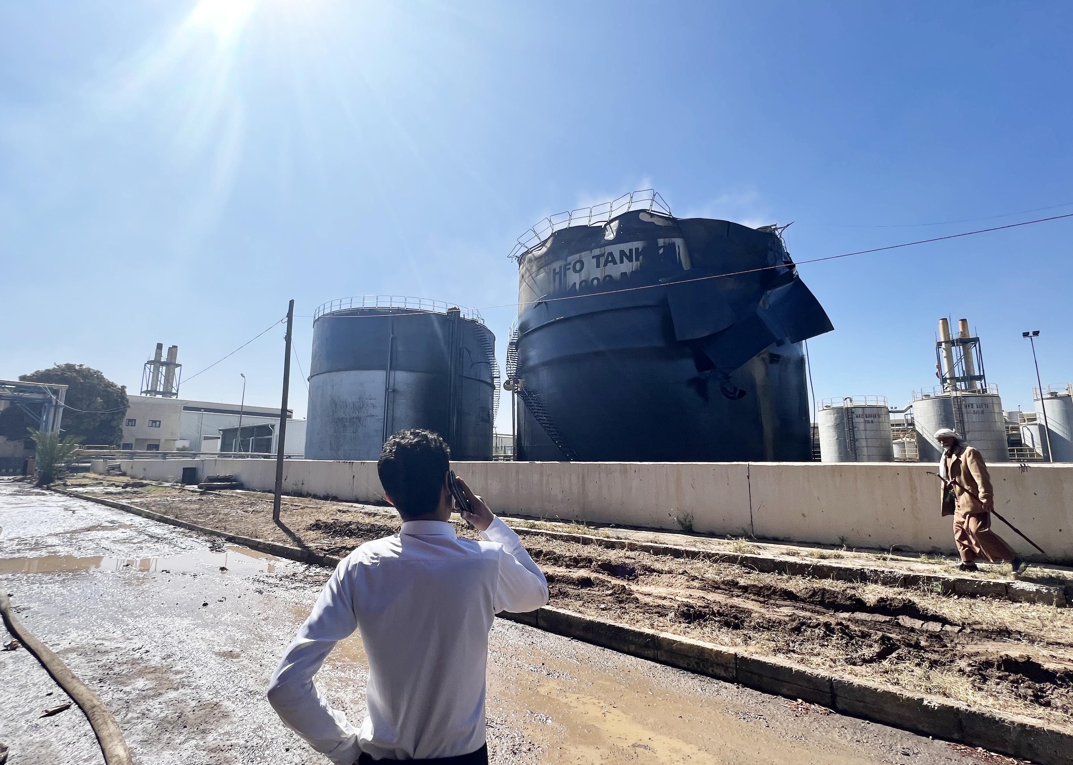 SANA'A, YEMEN - DECEMBER 19: A view from the Houthi-controlled Haziz power plant, damaged as a result of the Israeli army's attacks, in Sana'a,Yemen on December 19, 2024. (Photo by Mohammed Hamoud/Anadolu via Getty Images)