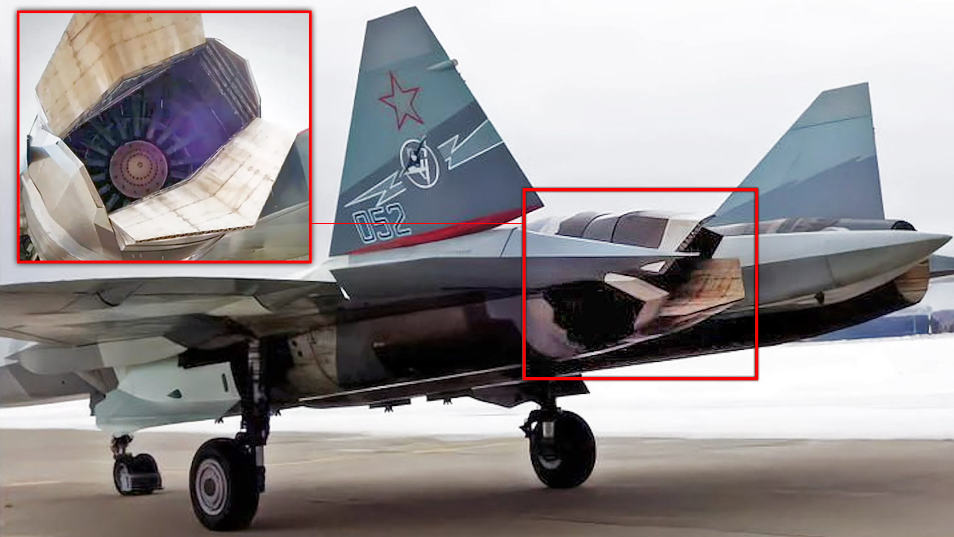 Han aparecido imágenes que muestran al caza ruso Sukhoi Su-57 Felon de nueva generación equipado con un nuevo tipo de tobera de motor con vectorización de empuje. El diseño de aspecto radical pretende mejorar las características poco observables del Felon, aunque el futuro de la nueva tobera del motor está lejos de ser seguro.