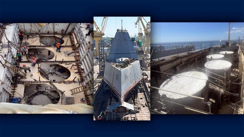 Newly released pictures offer the first real look at the four new large launch tubes for firing Intermediate-Range Conventional Prompt Strike (IRCPS) hypersonic missiles now installed on the U.S. Navy's stealth destroyer USS Zumwalt.