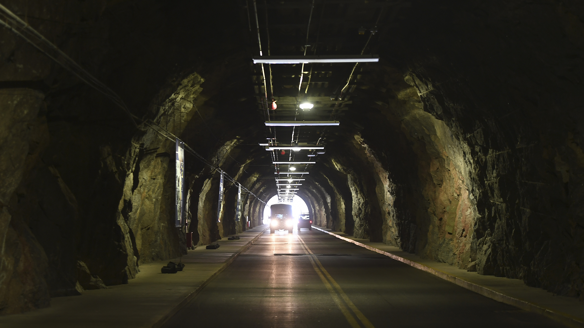 COLORADO SPRINGS, CO - MAY 10: A vehicle drives into the tunnel at Cheyenne Mountain Air Force Station on May 10, 2018 in Colorado Springs, Colorado. NORAD is celebrating its 60th Anniversary at Cheyenne Mountain Air Force Station. (Photo by RJ Sangosti/The Denver Post via Getty Images)