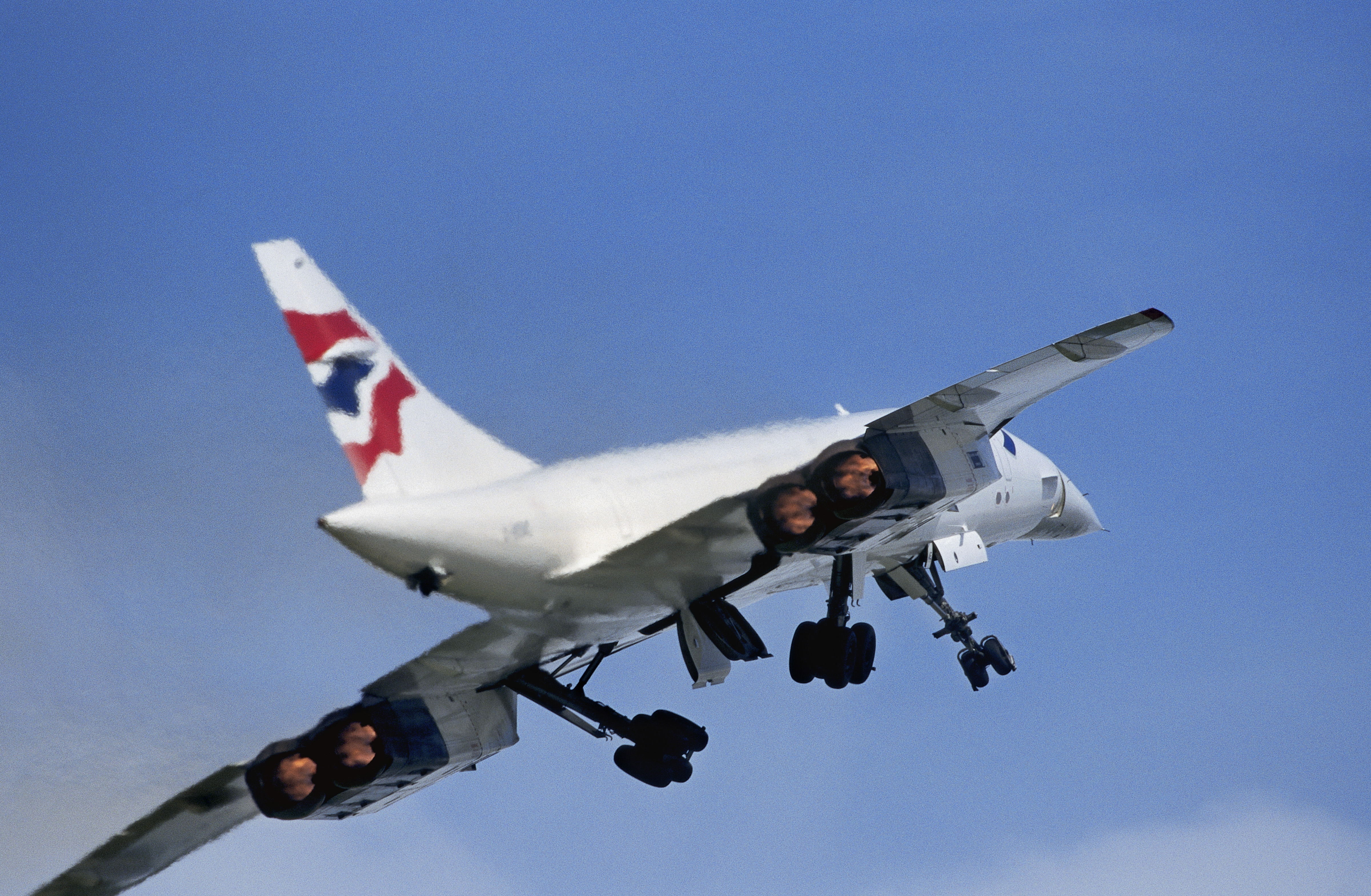 British Airways Concorde taking-off with undercarriage retracting and afterburners. (Photo by: aviation-images.com/Universal Images Group via Getty Images)