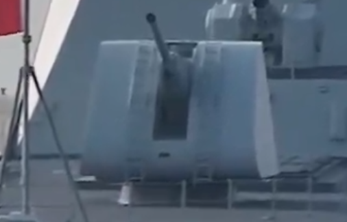 The main gun on China's Type 056B frigate. (X.com)