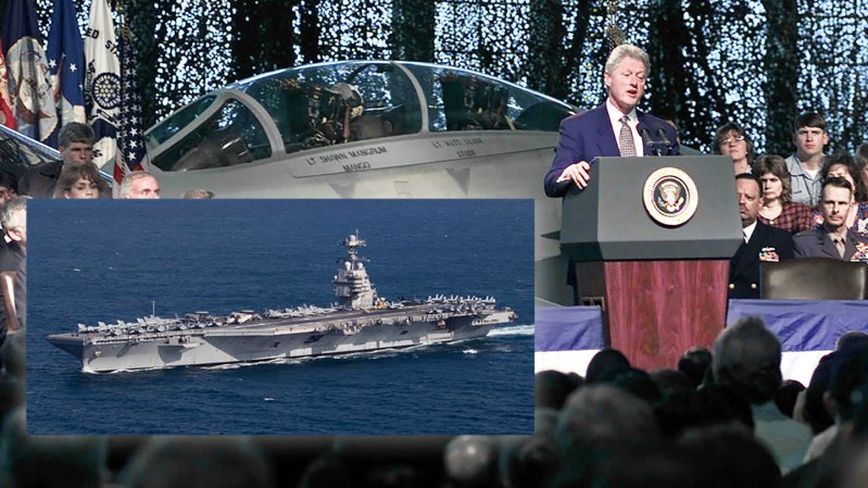 Norfolk Naval Station, Norfolk, Virginia (April 1, 1999 -- President Clinton addresses U.S. and NATO military personnel, families, and civilian Department of Defense employees to express America's thanks to personnel deployed overseas in support of U.S. and NATO operations, as well as underscore the importance of NATO Operation Allied Force in Kosovo. (U.S. Navy photo by PH1(SW) Benjamin D. Olvey)