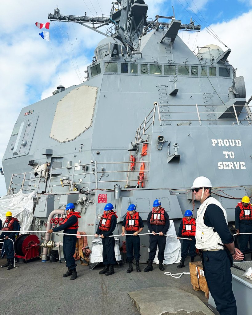 The USS Pinckney (DDG-91) in September 2023 as it was nearing completion of a host of upgrades to its radar and combat systems. (USS Pinckney Facebook page)