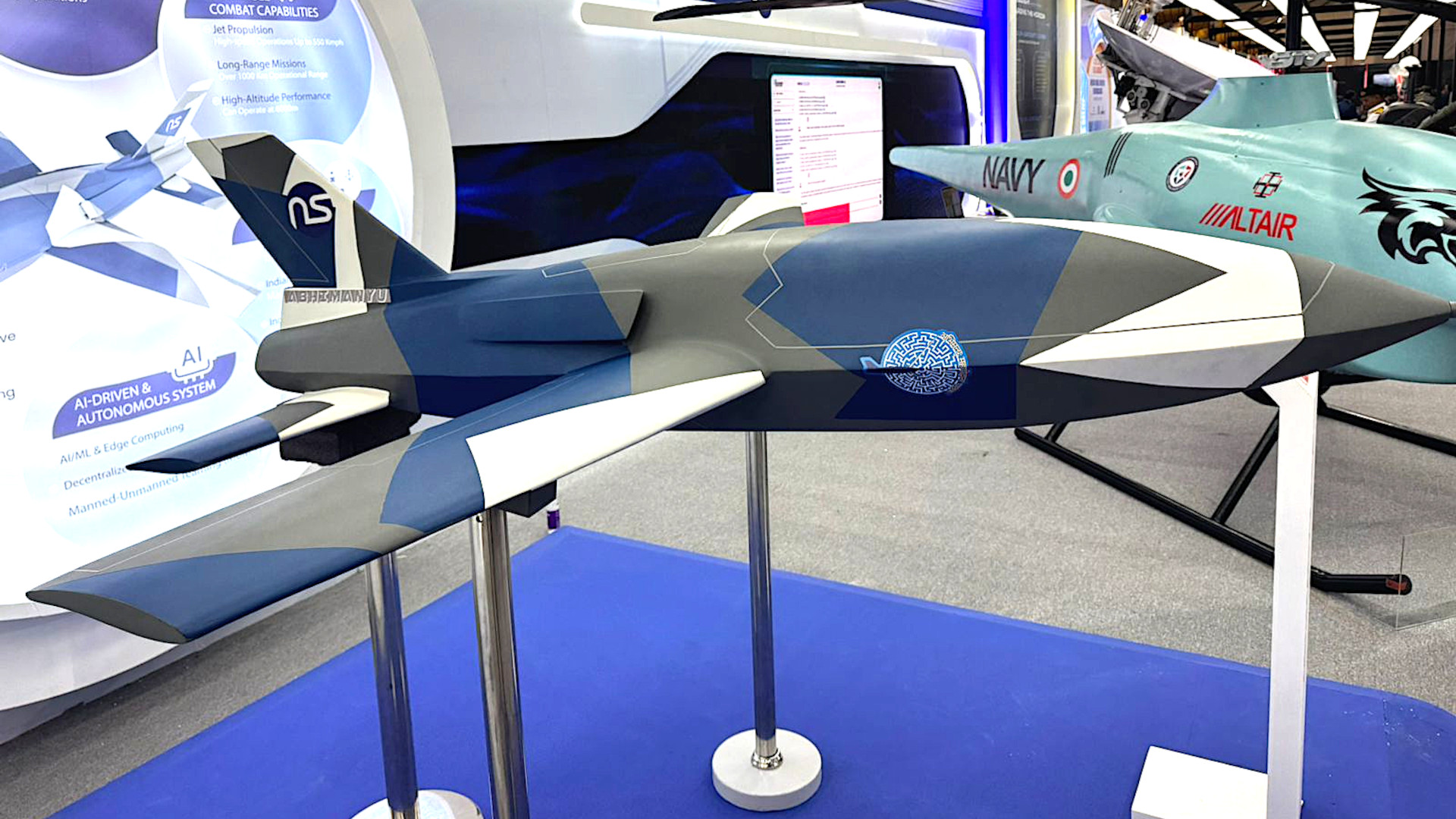 Indian drone maker NewSpace Research and Technologies has officially unveiled a new jet-powered loyal wingman-type drone called Abhimanyu.