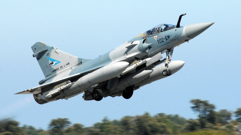 A Mirage 2000-5 jet fighter takes off at the aerial military base 126 - Capitaine Preziosi aka Solenzara base, in Ventiseri, on the French Mediterranean island Corsica, for a mission in Libya on March 24, 2011. Blasts and anti-aircraft fire rattled the Libyan capital for the sixth day as France hailed the allied air raids against Moamer Kadhafi's forces and promised they would go on indefinitely.