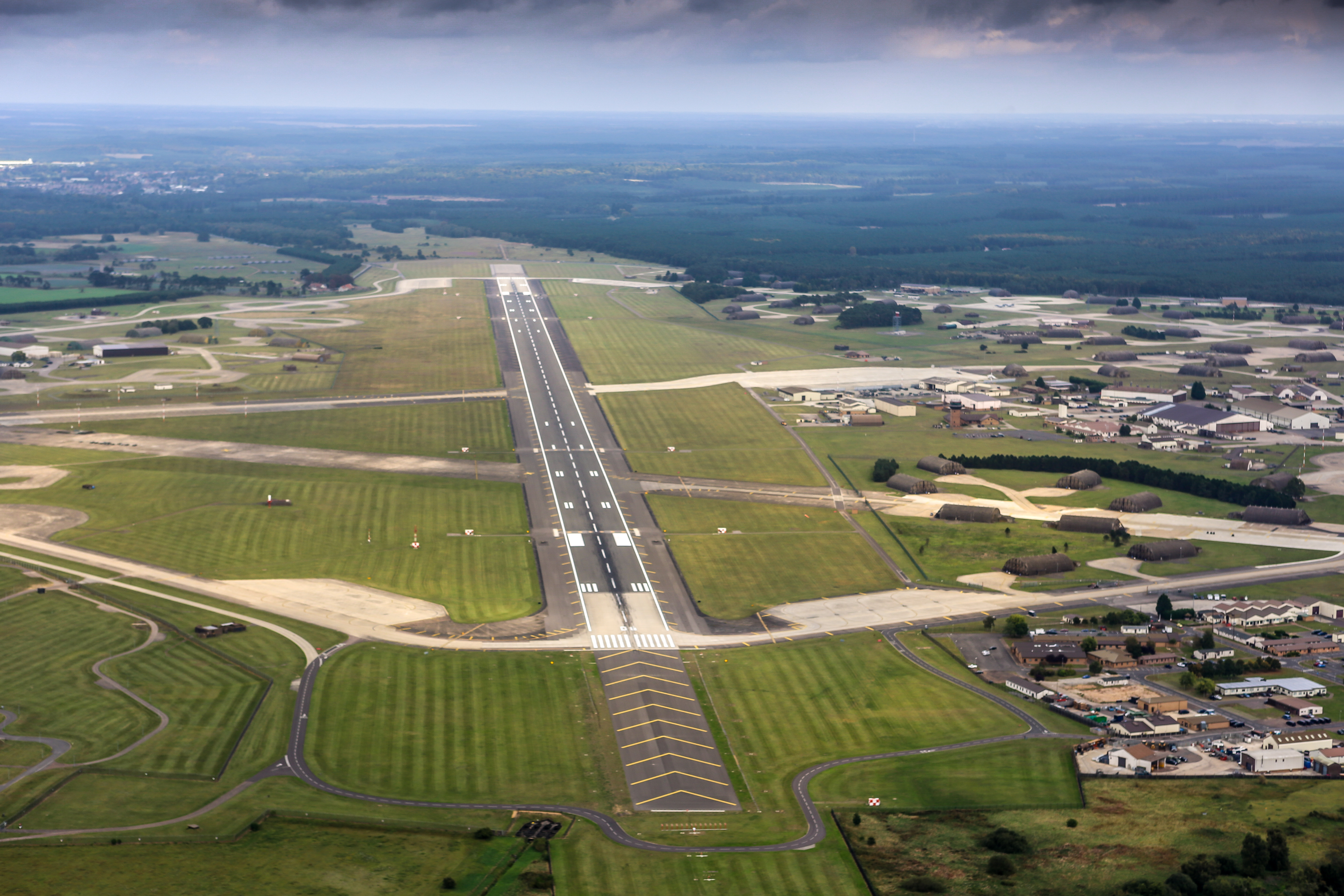 SUFFOLK, ENGLAND. SEPTEMBER 21. Aerial photograph of Royal Air Force Lakenheath, Home of the United States Air Force's 48th Fighter Wing on September 21, 2014. (Photograph by David Goddard/Getty Images)