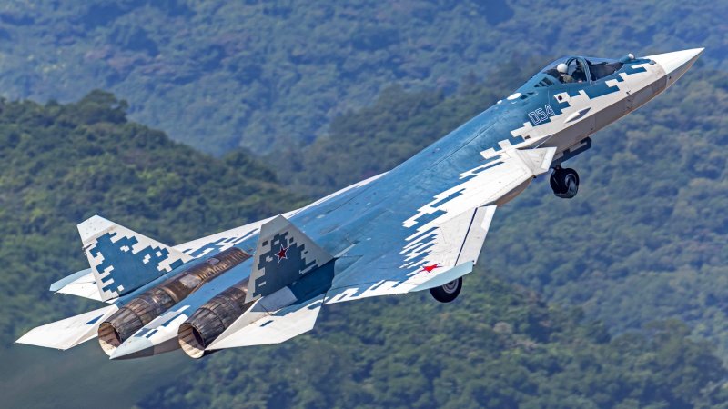 Russia's Sukhoi Su-57 stealth fighter jet begins preparations and adaptive flight training for the upcoming 15th China International Aviation and Aerospace Exhibition, or Airshow China 2024, on November 7, 2024 in Zhuhai, Guangdong Province of China. The 15th China International Aviation and Aerospace Exhibition will be held in Zhuhai from November 12 to 17.