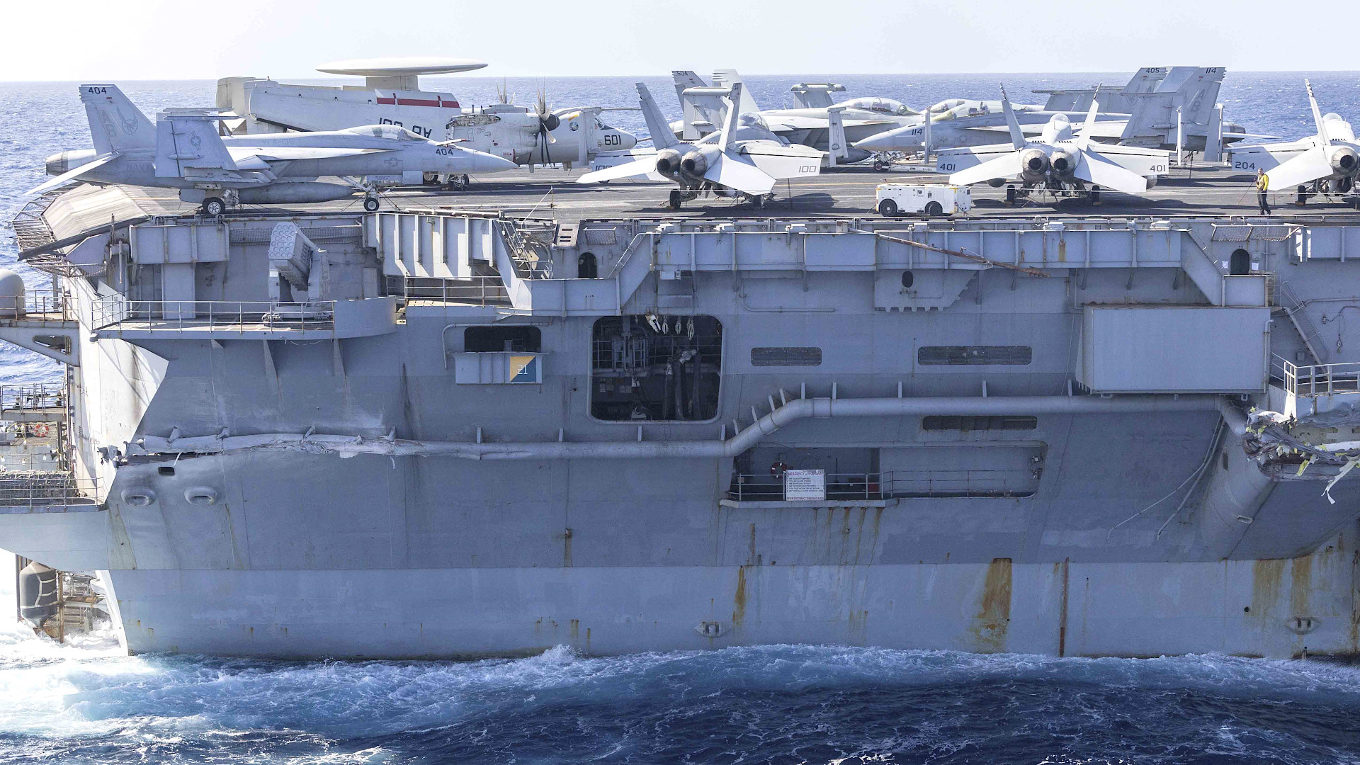 The U.S. Navy aircraft carrier USS Harry S. Truman is now in port in Greece for repairs following the collision with the cargo ship M/V Besiktas-M this past week.