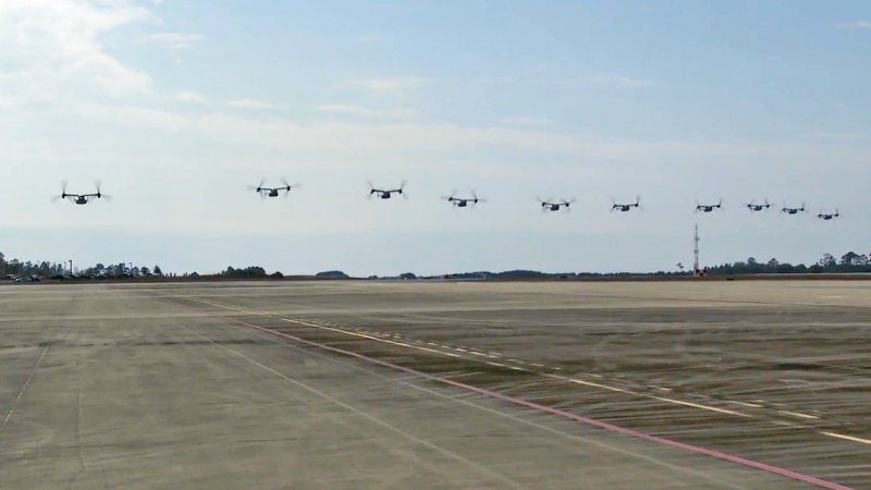 10 CV-22 Ospreys Flying Low in Formation Sounds Like a Pit of Hissing Snakes