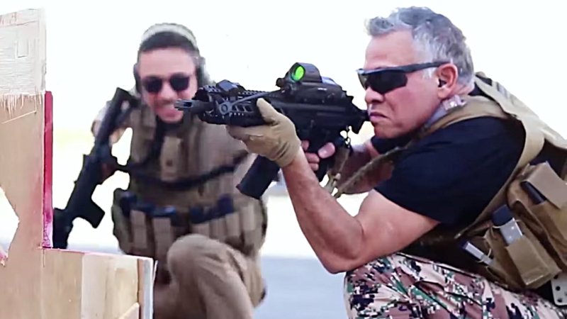 King Of Jordan Wields Unique Firearms During Son’s Birthday Shooting Drill