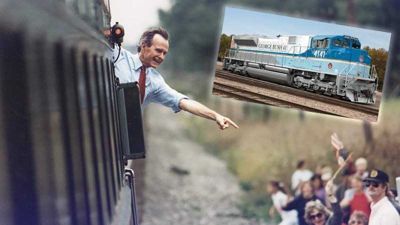 Locomotive “4141” Painted Like Air Force One Will Carry George Bush To His Final Resting Place